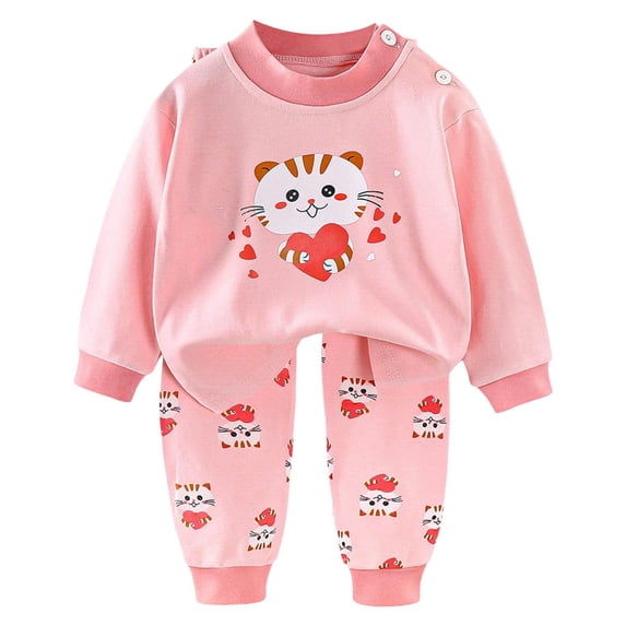 Quealent Baby Boy Clothes Girl Outfits Fashion Sweatshirt Sweat Pant Kids Toddler Tops Pant Sets (Pink, 18-24 Months)