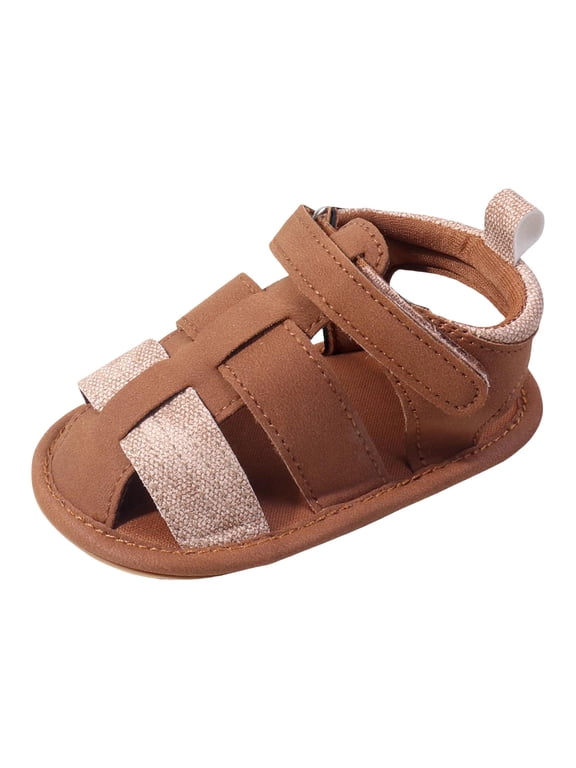 Baby Boy Girl Sandals Non-Slip Soft Rubber Sole Sandals for Baby Boys Open-Toe Outdoor Casual Summer First Walkers Shoes Brown for Size 4