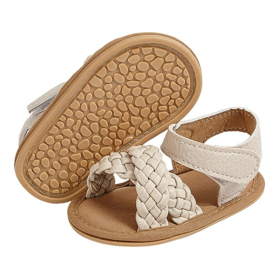 Quealent Baby Boy Girl Summer Sandals Squeaky Shoes Lightwight Non-Slip Toddler First Walkers Beige for Size 4