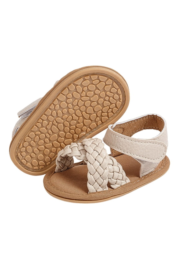 Baby Boy Girl Summer Sandals Squeaky Shoes Lightwight Non-Slip Toddler First Walkers Beige for Size 6