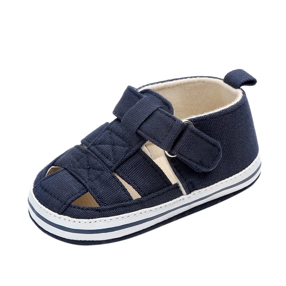 Quealent Baby Boy Girl Summer Squeaky Sandals Rubber Sole Closed-Toe Non-Slip Shoes Toddler First Walkers Dark Blue for Size 3.5