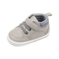 thumbnail image 1 of Quealent Baby Boys Girls High Top Ankle PU Leather Sneakers Soft Rubber Sole Moccasins Oxford Loafers Anti-Slip Toddler Wedding Uniform Dress Shoes Gray for Size 12=2, 1 of 7