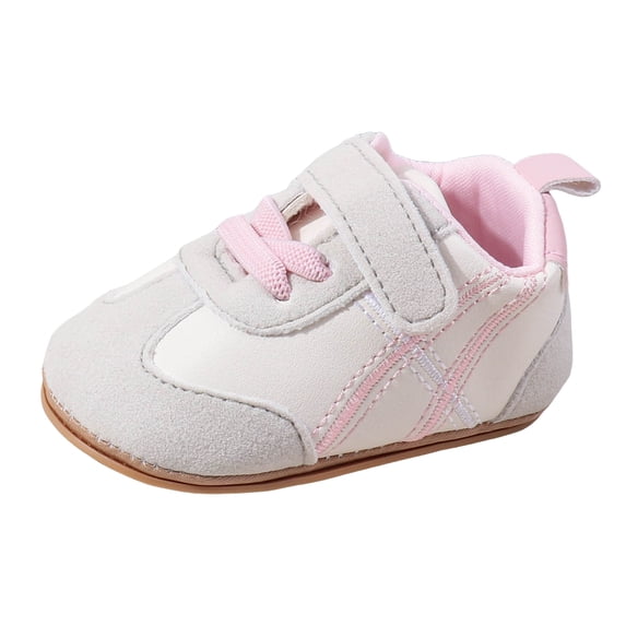 Quealent Baby Boys Girls Leather PRE-Walking Sneakers Toddler Anti-Slip Rubber Sole Lightweight First Step Shoes Pink for Size 4
