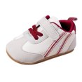 thumbnail image 1 of Quealent Baby Boys Girls Leather PRE-Walking Sneakers Toddler Anti-Slip Rubber Sole Lightweight First Step Shoes Red for Size 4, 1 of 9