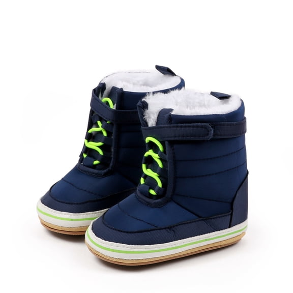 Quealent Baby Boys Girls Shoes Infant Furry Boots Winter Booties for First Walker Blue for Size 5