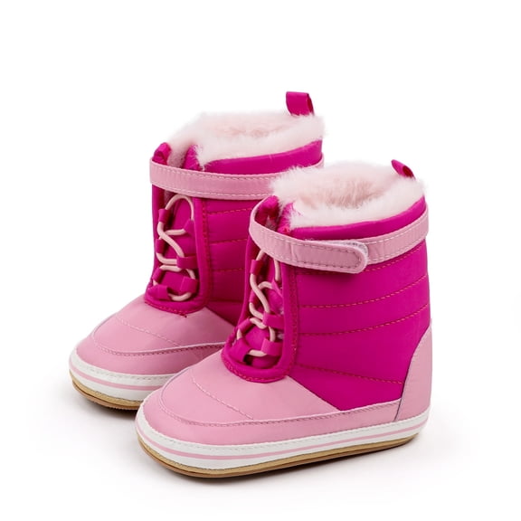 Quealent Baby Boys Girls Shoes Infant Furry Boots Winter Booties for First Walker Pink for Size 4