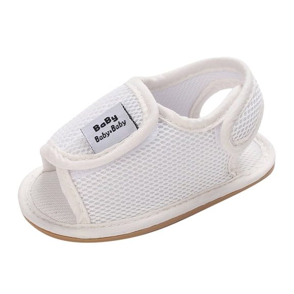 Quealent Baby Boys Girls Summer Sandals Closed-Toe Soft Rubber Sole Outdoor Shoes for Toddler First Walkers White for Size 4