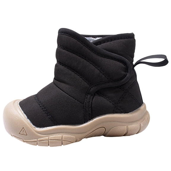 Quealent Baby Boys Girls Winter Warm Shoes Cozy Fleece Snow Boots Toddler Non-Slip Walking Shoes Infant Outdoor Water Resistance Faux Furry Booties Black for Size 6