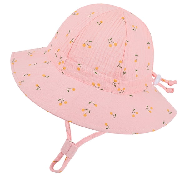 Quealent Baby Girl Bucket Hat Infant Sun Hats Toddler Beach Hat Floral Baby Summer Hat Kids Outdoor Sun Protection Hats (Pink, 3-6 Years)