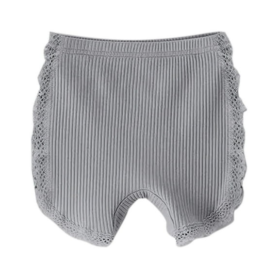 Quealent Baby Girl Cotton Panty Cute Baby Underwear Classic Ruffle Bloomers Bottoming Shorts Grey,4-5 Years