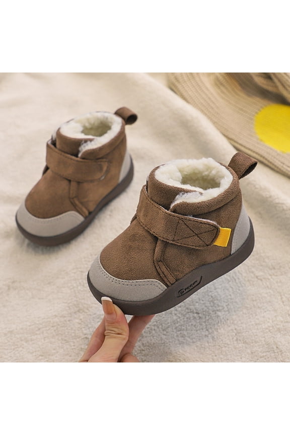 Baby Girl Shoes Unisex Baby Shoes Soft and Light Cotton Sole Flannel Stars Snow Boots Flats Toddler,Coffee 4 Years