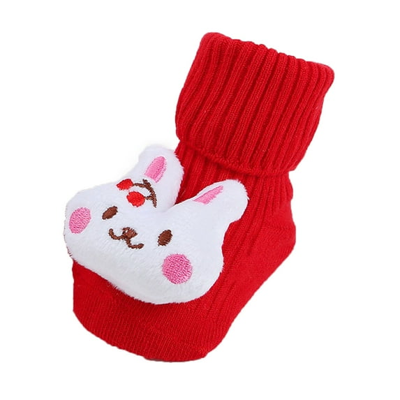 Quealent Baby Girl Socks 2024 Baby Walking Shoes Girls Socks Boys Low Cut Socks Keep Warm Soft Non-Slip Indoor Toddler Socks Red,M
