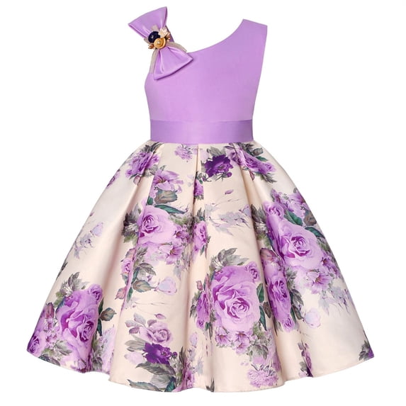 Quealent Baby Girl Tutu Dress Summer Sleeveless Backless Princess Birthday Party Dresses Flower Bow Sundress Purple,3-4 Years