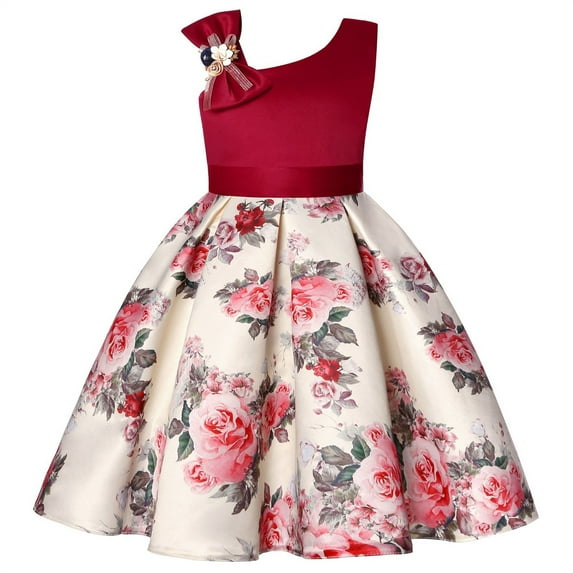 Quealent Baby Girl Tutu Dress Summer Sleeveless Backless Princess Birthday Party Dresses Flower Bow Sundress Red,7-8 Years