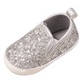 thumbnail image 1 of Quealent Baby Girls Boys Canvas Shoes Soft Sole Toddler Slip On Crib Moccasins Casual Sneaker Austin Boy's Flat Lazy Loafers First Walkers Skate Shoe Silver for Size 5.5, 1 of 6