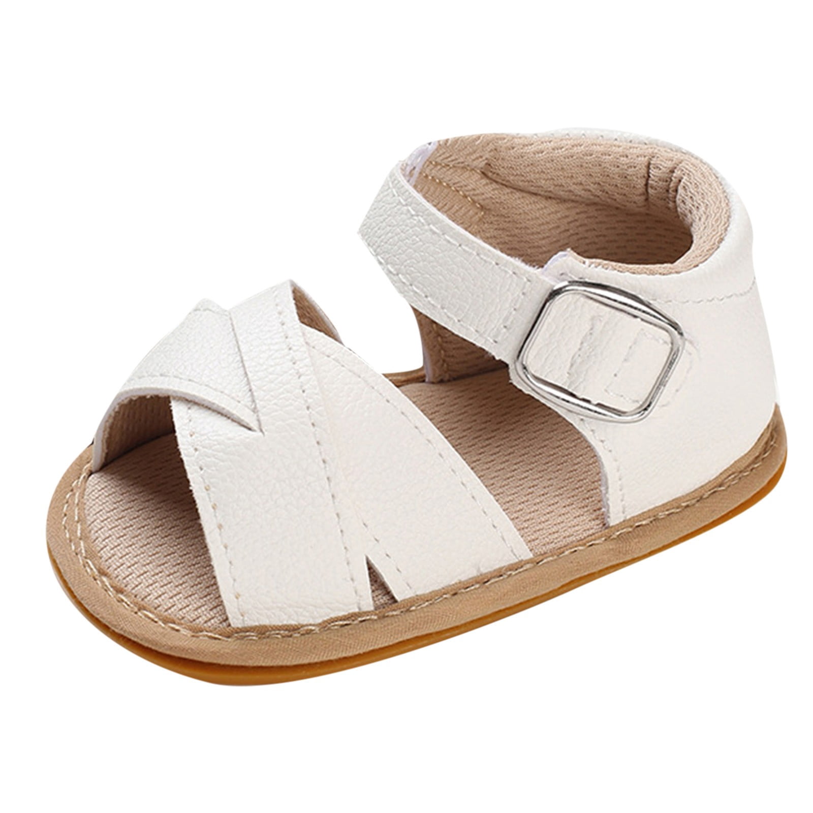 Quealent Baby Girls Boys Sparkly Bowknot Sandals Premium Soft Anti-Slip Rubber Sole Infant Summer Outdoor Shoes Toddler First Walkers (White,5)