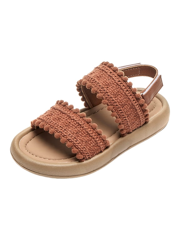 Baby Girls Sandals Summer Shoes Outdoor First Walker Toddler Girls Shoes For Summer Brown for Size 9.5