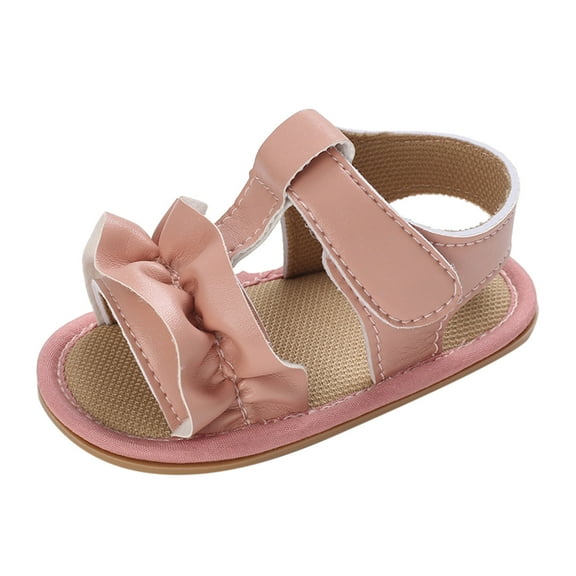 Quealent Baby Girls' Shoes 2024 Summer Soft Baby Girls Sandals Rubber Sole Infant Flats Bowknot Shoes for Unisex First Walker Pink,6
