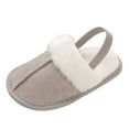 thumbnail image 1 of Quealent Baby House Slippers Toddlers Infants Fuzzy Slippers 0-18 Months Boys Girls Cozy Fleece Shoes with Heel Strap Gray for Size 4.5, 1 of 8