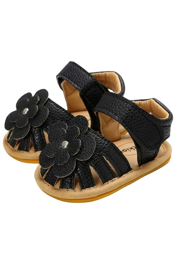 Baby Infant Girls Boys Sandals Non Slip Rubber Sole Summer Beach Outdoor First Walker Crib Shoes Black for Size 5