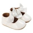 thumbnail image 1 of Quealent Baby Mary Jane Flats for Girls with Bowknot Cotton Anti Skid Sole Infant First Walker Princess Dress Crib Wedding Shoes White for Size 11, 1 of 9
