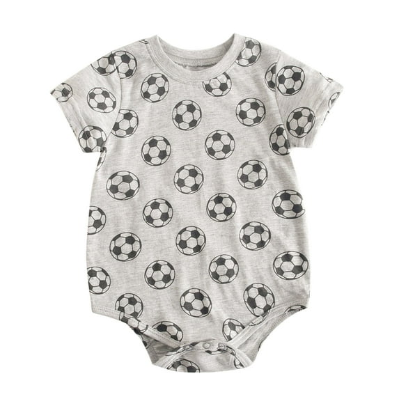 Quealent Baby Rompers Boy Bodysuit Clothes for Girls Gifts Unisex Toddler Boys Girls Clothes Baby Jumpsuit Romper Short Sleeve Letter Print T-Shirt Jumpsuit Grey,12-18 Months