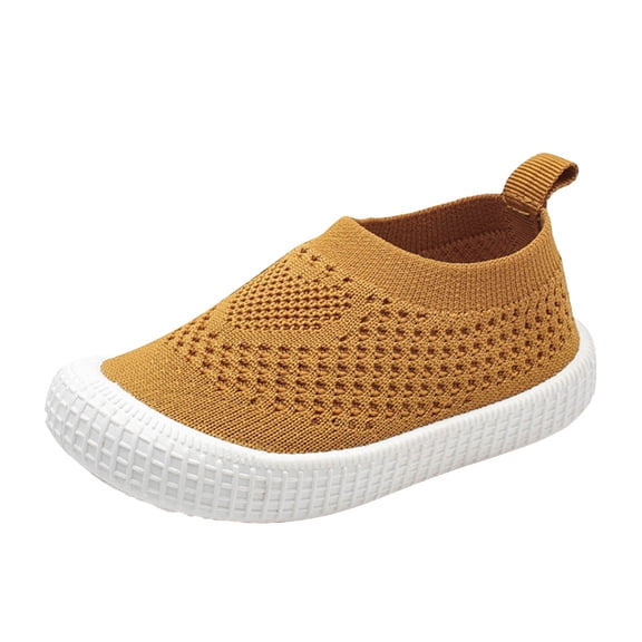 Quealent Baby Shoes & Socks - Non-Slip Breathable Slippers with Soft Rubber Sole - Baby Boys & Girls Slip On Sneakers Yellow for Size 6.5