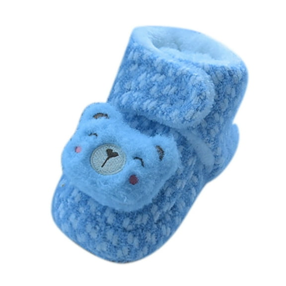 Quealent Baby Slippers Girls Boys Booties Warm Baby Socks Shoes Crib Shoes Baby Footwear Prewalkers (Blue,4)