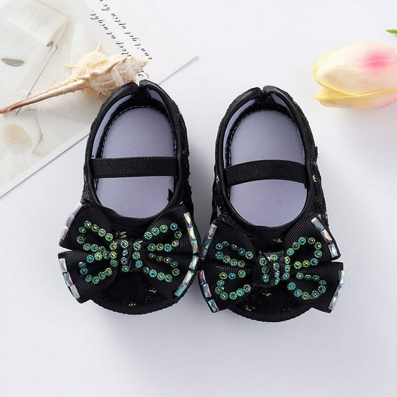 "Quealent Baby Sneakers Baby Unisex Soft Cotton Booties Non-Slip Stay On Sleeping Sock Toddler Adjustable Snap Ankle Boots With Grippers Cozy Crib Shoes,Black 6"