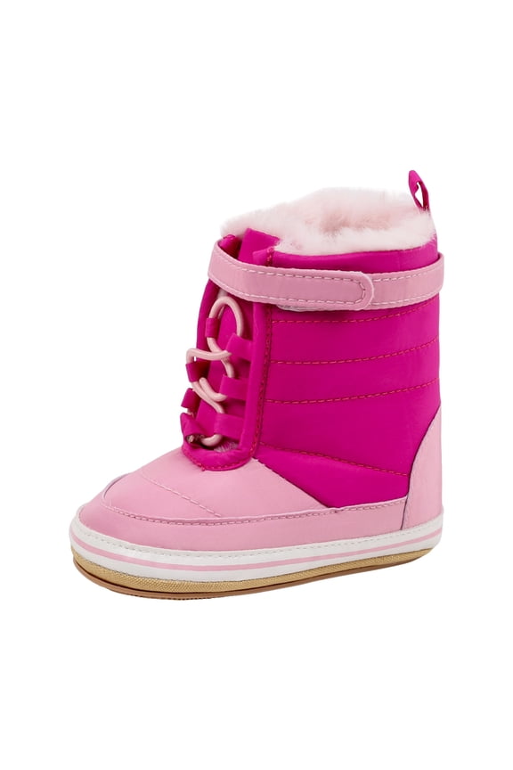 Baby Snow Boots Toddler Boy Girl Waterproof Winter Warm Booties Nonslip Lightweight Outdoor Shoes for First Walkers (Infant/Toddler) Pink for Size Infant 4