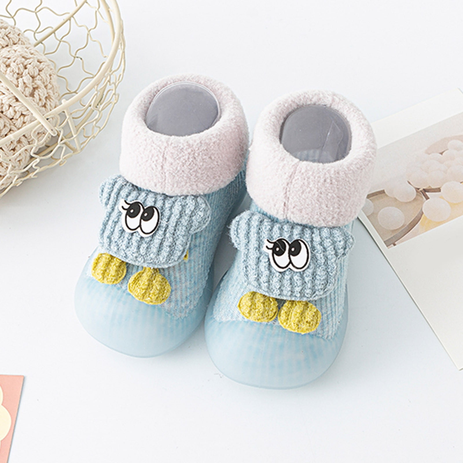 Eller Indlejre i aften Quealent Baby Sock Shoes Baby Booties Warm Slippers Cozy Winter Boots Sock  Shoes Crib Bootie,Light Blue 18 Months" - Walmart.com