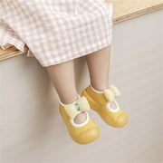 "Quealent Baby Sock Shoes Baby Cotton Booties Stay On Slipper Winter Warm Soft Shoes Non-Skid Ankle Boots Crib Shoes,Yellow 0 Months"