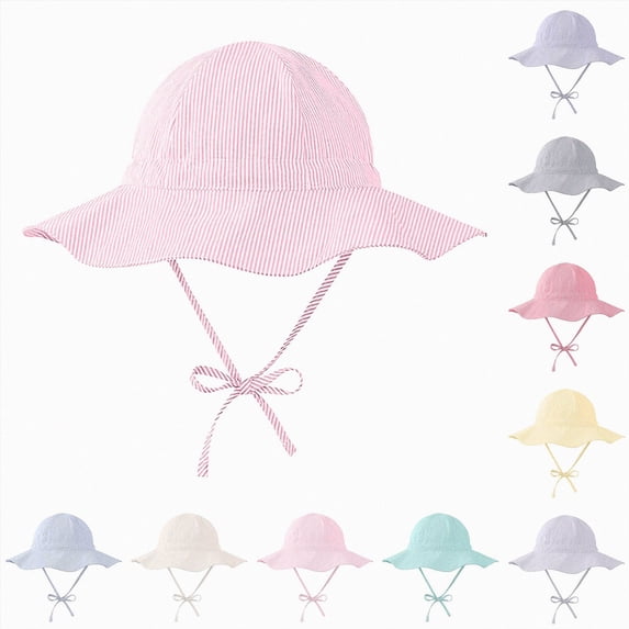 Quealent Baby Sun Hat for Boys Girls Toddler Summer Bucket Hat Kids Sun Protection Beach Hat Cotton Baby Hats 6-12 Months 12-24 Months 2t 3t 4t 5t 6t 7t 8t 9t Children 1-2 Years