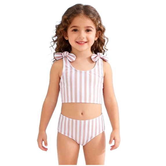 Quealent Baby Swimsuit Girl Toddler Bathing Suit Girl Summer Beach Bikini Tankini 2-Piece Swimwear 3-24 Months 2t-5t (Pink, 5-6 Years)