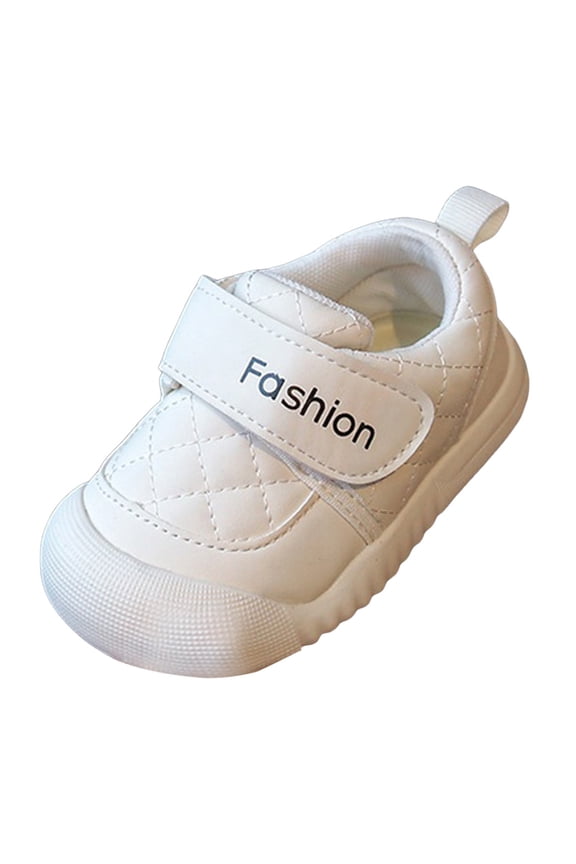 Baby Wide Toe Box Barefoot Shoes Boys Girls First Walking Shoes Lightweight Non-Slip Sneakers White for Size 5.5