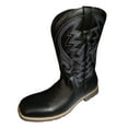 thumbnail image 1 of Quealent Boots for Women Men Wide Width Cowboy Cowgirl Boots Vintage Casual Heel Work Wide-Calf Mid Calf Shoes (Black,10), 1 of 7
