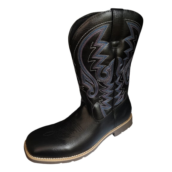 Quealent Boots for Women Men Wide Width Cowboy Cowgirl Boots Vintage Casual Heel Work Wide-Calf Mid Calf Shoes (Black,10)