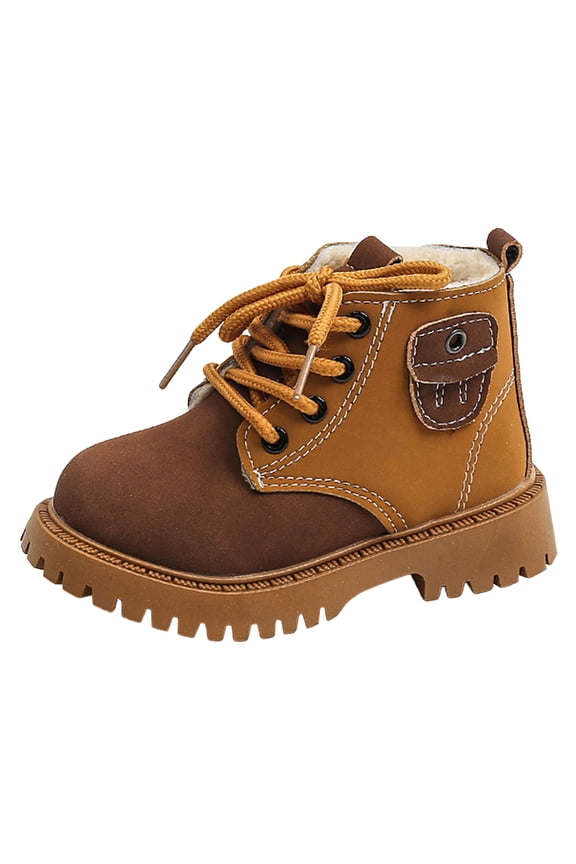 Boy's Girl's Winter Snow Boots Waterproof Kids Hiking Boots Cold Weather Outdoor Furry Lined Warm Walking Boot Shoes Brown for Size 10.5