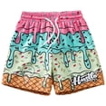 thumbnail image 1 of Quealent Boy's Patchwork Drawstring Waist Printed Summer Boho Track Shorts Pink for Size 7-8 Years, 1 of 7
