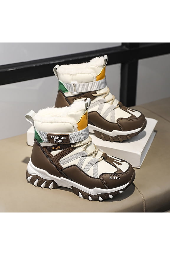 Boy's Winter Snow Boots Outdoor Ankle Boots Toddler/Little Kid/Big Kid Brown for Size 12.5