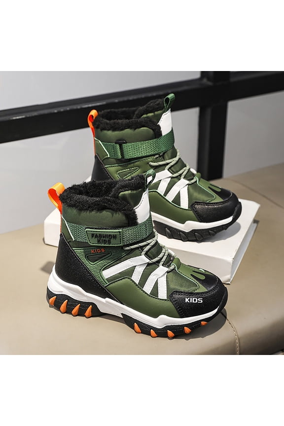 Boy's Winter Snow Boots Outdoor Ankle Boots Toddler/Little Kid/Big Kid Green for Size 5