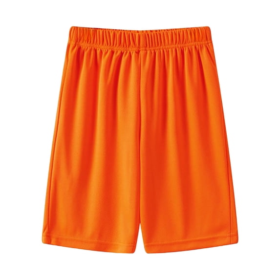 Quealent Boys Athletic Shorts, Kids Basketball Quick Dry Mesh Short for Youth Soccer Gym Sports Running (Orange, 4-5 Years)