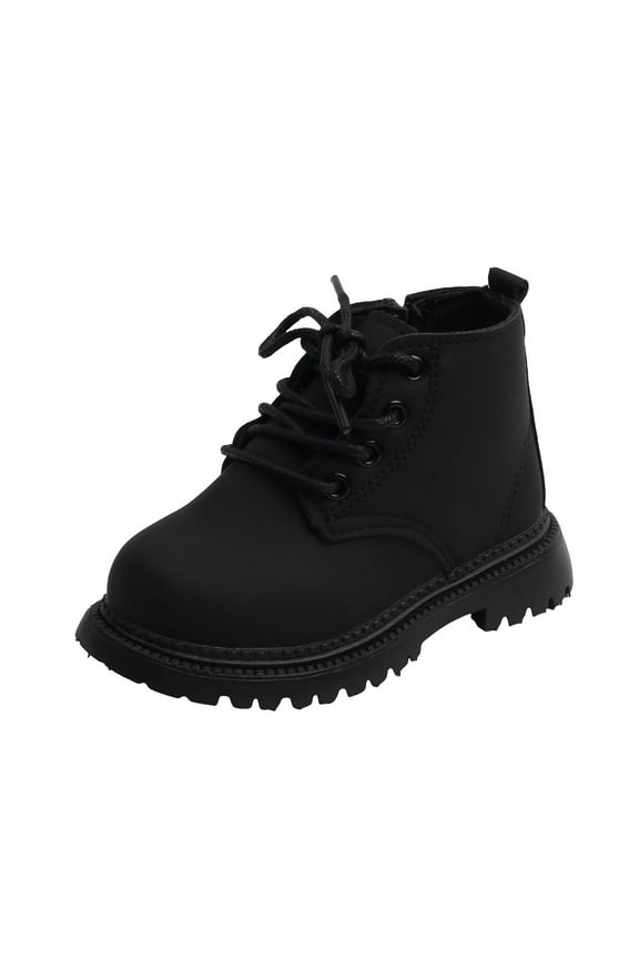 Boys Boots Toddler Kids Work Boots Outdoor Casual Side Zipper Ankle Shoes(Toddler/Little Kid/Big Kid) Black for Size 6