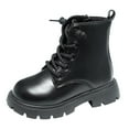 thumbnail image 1 of Quealent Boys Girls Ankle Boots Combat Boots Waterproof Boots with Side Zipper Black for Size 12.5, 1 of 7