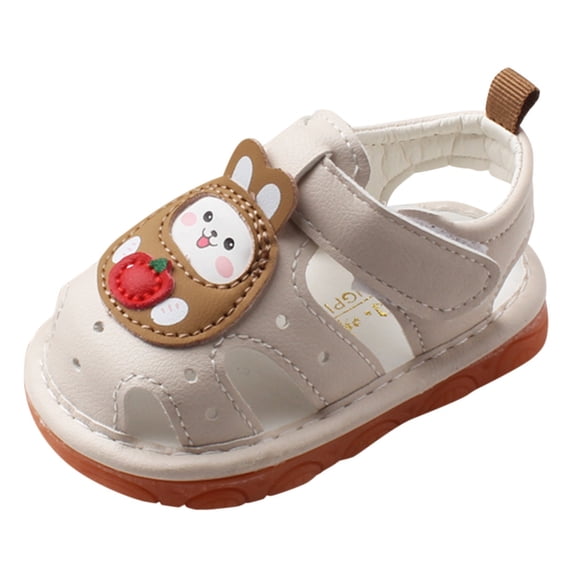 Quealent Boys Girls Sandals Breathable Baby Summer Outdoor Casual Beach Shoes Lightweight Toddler Flower Bowknot Anti Slip Rubber Sole Prewalker First Crib Shoes Beige for Size 6