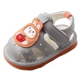 thumbnail image 1 of Quealent Boys Girls Sandals Breathable Baby Summer Outdoor Casual Beach Shoes Lightweight Toddler Flower Bowknot Anti Slip Rubber Sole Prewalker First Crib Shoes Gray for Size 6.5, 1 of 5