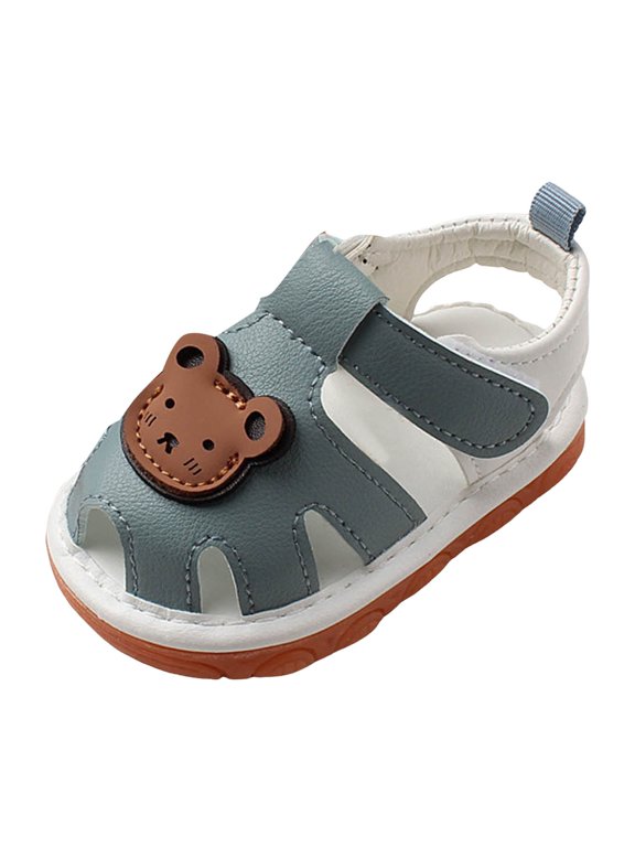 Boys Girls Sandals Closed Toe Summer Outdoor Sandal Baby Nonslip Soft Sole Crib Shoes First Walkers Prewalkers Blue for Size 5.5