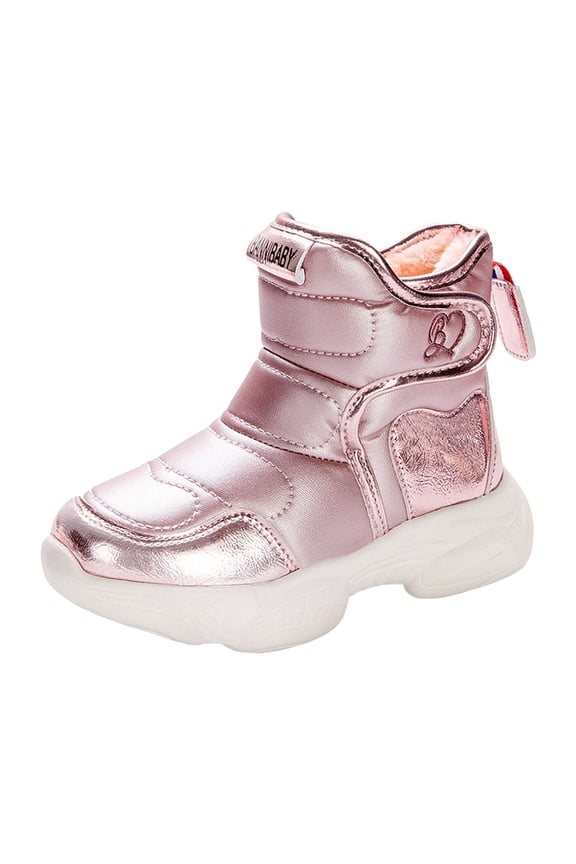 Boys Girls Snow Boots Waterproof Outdoor Toddler Snow Boots Warm Cozy Faux Furry Lining, Anti-Slip Ankle Winter Boots for Toddler/Little/Big Kids Red for Size 12