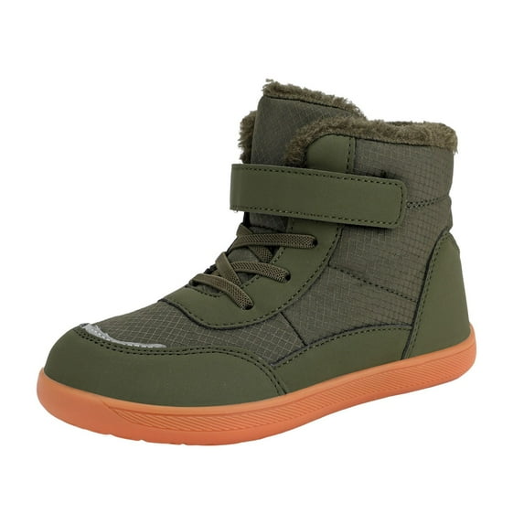 Quealent Boys Girls Snow Boots Wide Toe Box Waterproof Barefoot Minimalist Ankle Winter Furry Boots for Kids (AG,9.5)