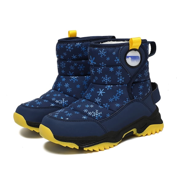Quealent Boys Girls Toddler Snow Boots Waterproof Slip Resistant Outdoor Winter Shoes(Toddler/Little Kids/Big Kids) Dark Blue for Size 1